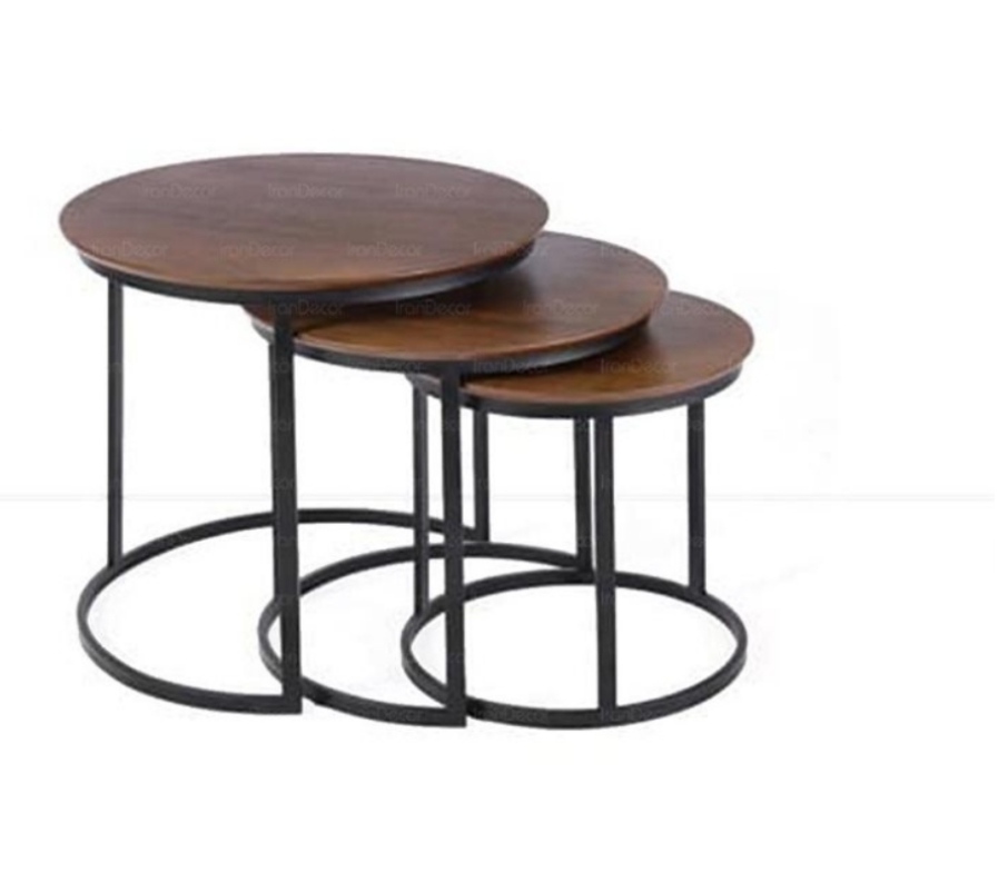 میز عسلی 3تیکه چوب و فلز آدرینz11-2022